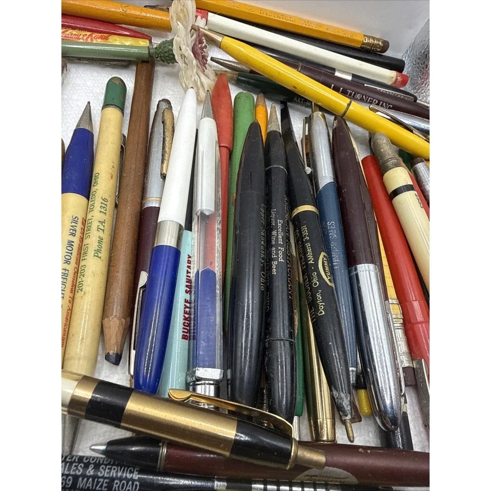Lot of 100+ Vintage Advertising Pens Pencils (untested)